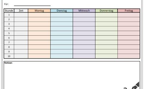 Stundenplan Vorlage