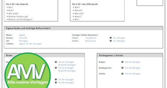 Nie wieder suchen, wenn jede Sekunde zählt: Deine kostenlose Notrufnummern-Vorlage
