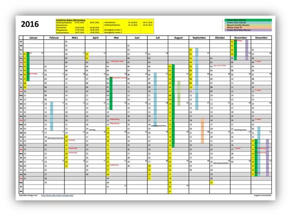 AMV-Jahreskalender 2016 ab Excel 2007