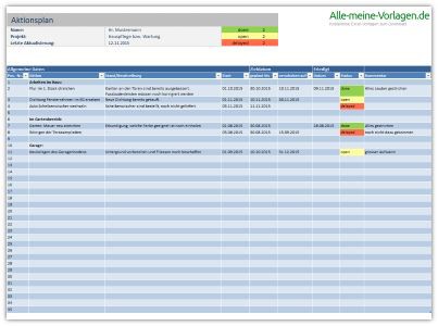 Aktionsplan – Vorlage für Excel