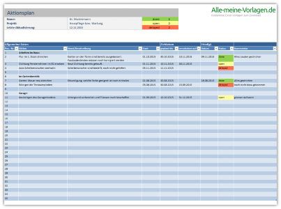 Aktionsplan – Vorlage für Excel