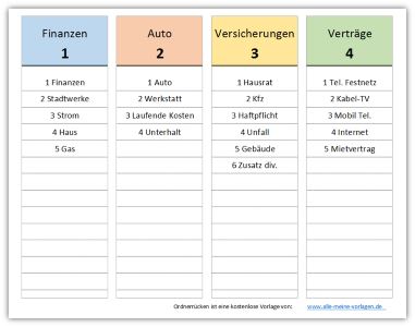 Vorlage zur Beschriftung von Ordnerrücken