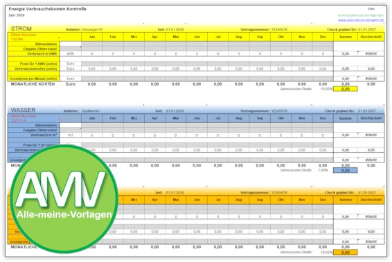 Energie-Verbrauchskosten-Kontrolle