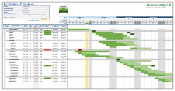 Projektplan Excel Vorlage kostenlos – Projekte übersichtlich planen