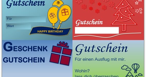 Gutschein Vorlagen kostenlos zum Ausdrucken