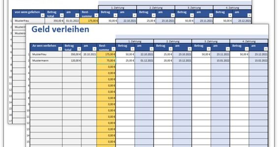 Geld leihen, Geld verleihen – Excel Vorlage hilft dabei
