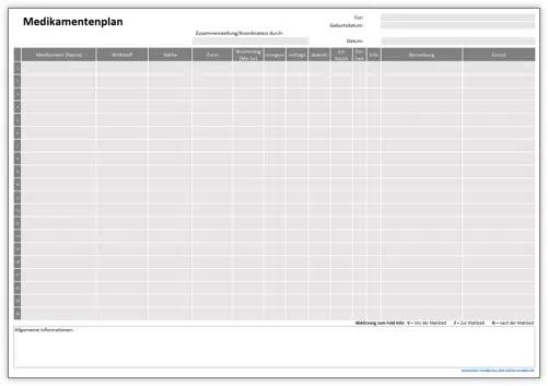 Wunderschone Medikamentenplan Zum Ausdrucken Pdf Fotosnull