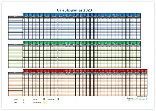 Urlaubsplaner 2023 für Excel - Alle-meine-Vorlagen.de