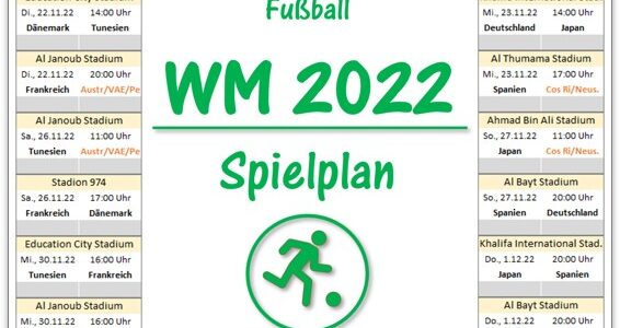 WM 2022 Spielplan für Excel zum Ausfüllen