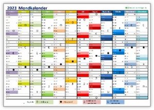 Mondkalender 2023 - Vorlage für Excel und als PDF - Alle-meine-Vorlagen.de