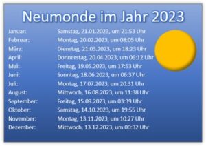 Mondkalender 2023 Vorlage für Excel und als PDF AllemeineVorlagen.de