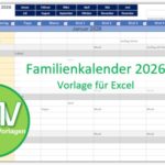 Familienkalender als Excel-Vorlage für das Jahr 2026.