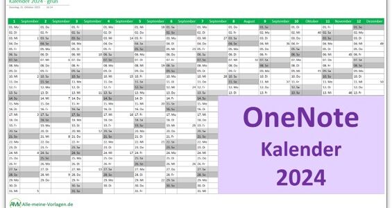 Kalender 2024 für OneNote – kostenlose Vorlage