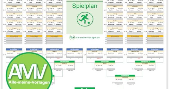 EM 2024 – Spielplan für Excel