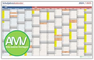 Schulkalender 2024/2025 für alle Bundesländer - Alle-meine-Vorlagen.de