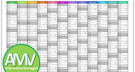 Kalender 2025 als Excel Vorlage und PDF