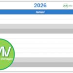 Kalendervorlage mit 12 Monatsblätter