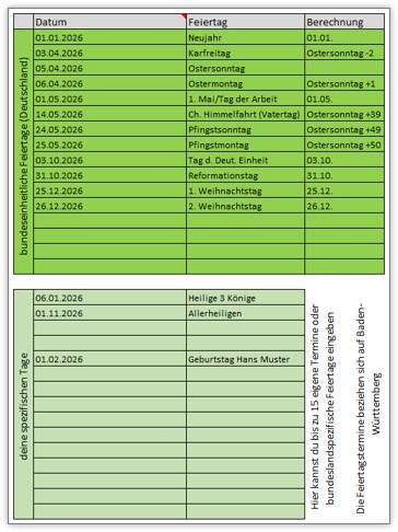 Excel Vorlage Personalplaner 2026