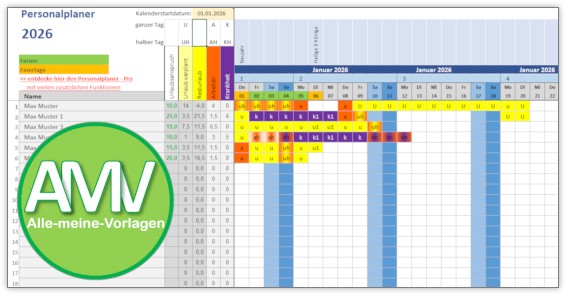 Excel Vorlage Personalplaner 2026