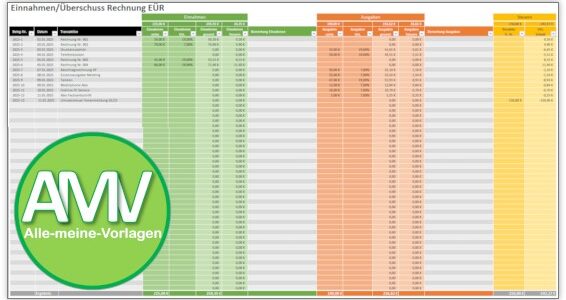 Einnahmen-Überschuss-Rechnung (EÜR) – kostenlose Vorlage für Excel