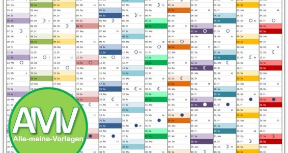 Mondkalender 2025 als Excel Vorlage und als PDF