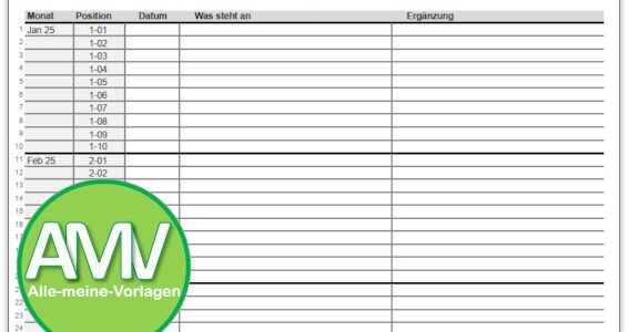 Monatsplaner für die Grobplanung als kostenlose Excel Vorlage