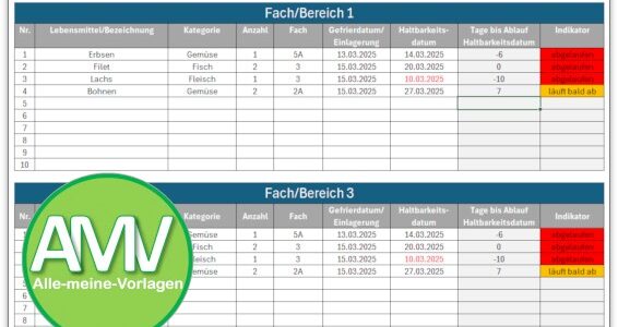 Gefrierschrank-Inventarliste für Excel: Behalte den Überblick über deine Vorräte