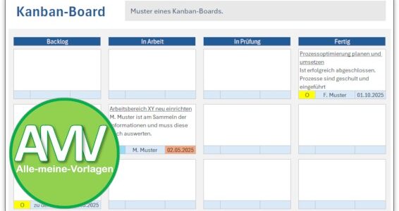 Kanban Board Vorlage für Excel