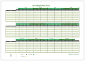 Urlaubsplaner 2026 - kostenlose Vorlage für Excel - Alle-meine-Vorlagen.de