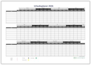 Urlaubsplaner 2026 - kostenlose Vorlage für Excel - Alle-meine-Vorlagen.de