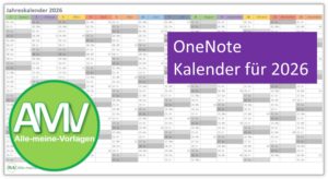 OneNote Kalender 2026 Vorlage