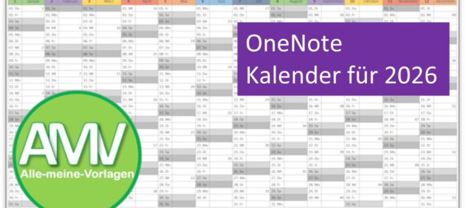 OneNote Kalender 2026 – Gratis Vorlage zum Download