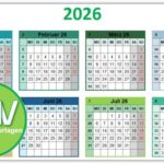Bunter Jahreskalender Vorlage 2026.