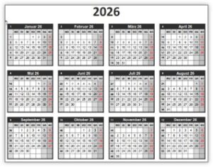 Bunter Jahreskalender 2026 – Kostenlose Vorlage für Excel - Alle-meine