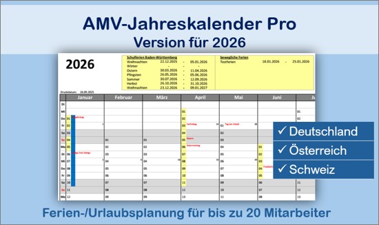 AMV-Jahreskalender Pro Version 2026