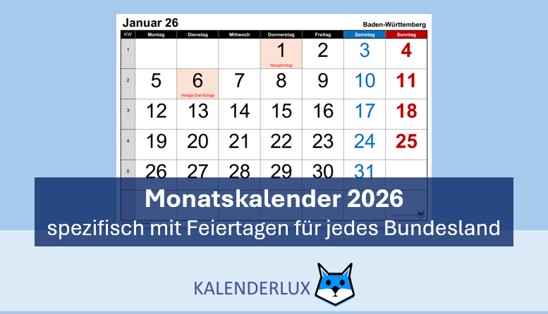 Monatskalender 2026