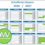 Schulferienkalender 2026/2027 als Excel Vorlage