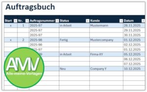 Auftragsbuch für Excel