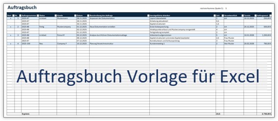 Auftragsbuch für Excel