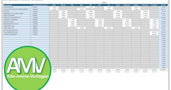 Dividendentracker für Excel