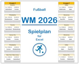 WM 2026 Spielplan Vorlage für Excel