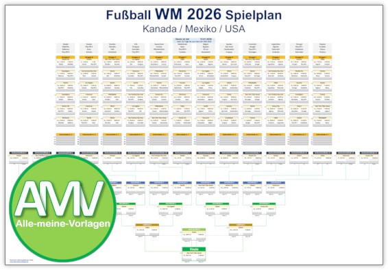WM 2026 Spielplan Vorlage für Excel