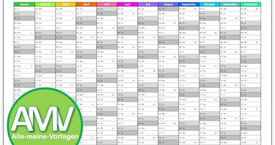 Kalender 2027 als kostenlose Excel Vorlage und PDF