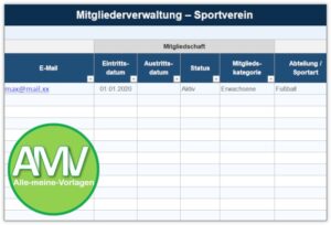 Mitgliederverwaltung für Excel