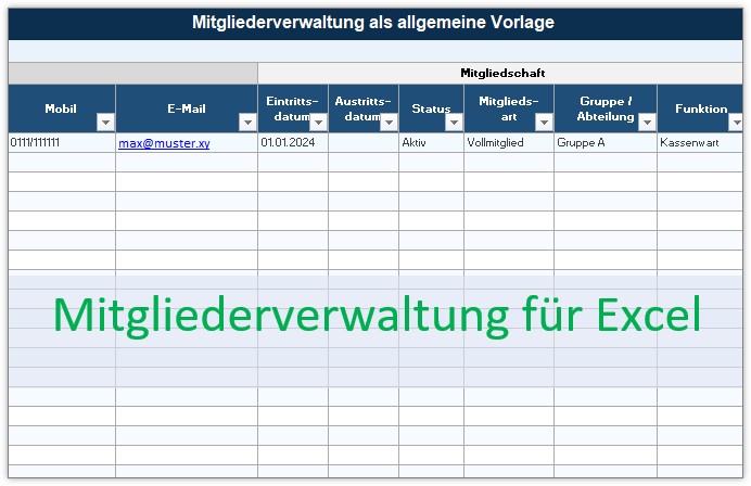 Mitgliederverwaltung für Excel