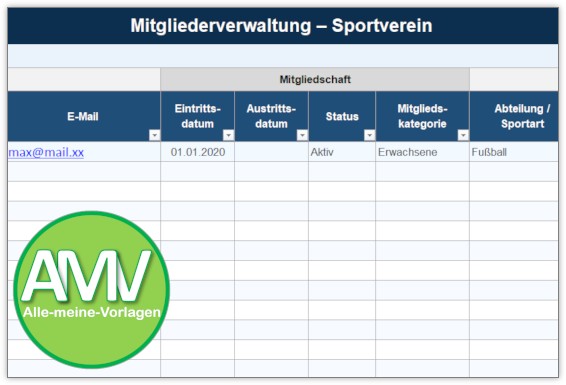 Mitgliederverwaltung für Excel