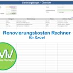 Renovierungskosten Rechner Excel – Budgetplaner für deine Hausrenovierung
