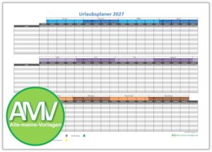 Urlaubsplaner 2027 – kostenlose Excel Vorlage