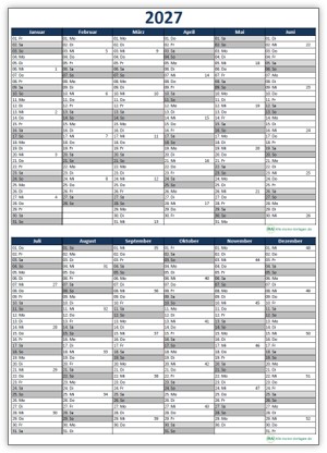 Einfacher Kalender 2027