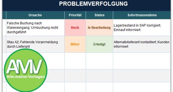 Kostenlose Excel-Vorlage zum Fehlermanagement